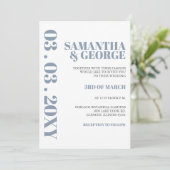 Elegant Bold Dusty Blue Modern Wedding Kaart (Staand voorkant)