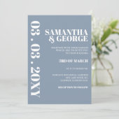 Elegant Bold Dusty Blue Modern Wedding Kaart (Staand voorkant)