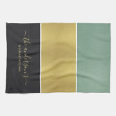 ELEGANT BOLD FAUX GOLD BLUE GREEN BLACK STRIPS THEEDOEK (Horizontaal)