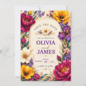 Elegant Bold Floral Wedding Invitation Save The Date (Voorkant)
