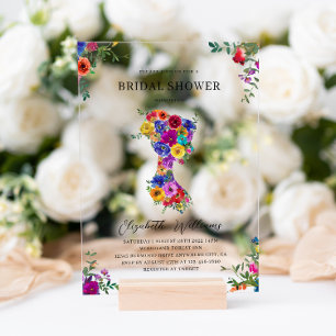Elegant Bold Floral Woman Silhoutte Vrijgezellenfe Acryl Uitnodigingen