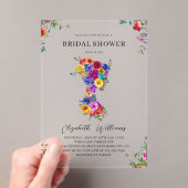 Elegant Bold Floral Woman Silhoutte Vrijgezellenfe Acryl Uitnodigingen (Insitu (Draagbaar))