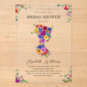 Elegant Bold Floral Woman Silhoutte Vrijgezellenfe Acryl Uitnodigingen (Voorkant)