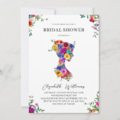 Elegant Bold Floral Woman Silhoutte Vrijgezellenfe Kaart (Voorkant)