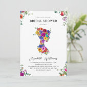 Elegant Bold Floral Woman Silhoutte Vrijgezellenfe Kaart (Staand voorkant)