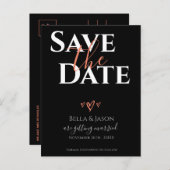 Elegant Bold Font Black Weddenschap bewaar de datu Uitnodiging Briefkaart (Voorkant / Achterkant)