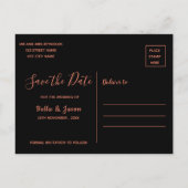 Elegant Bold Font Black Weddenschap bewaar de datu Uitnodiging Briefkaart (Achterkant)