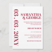 Elegant Bold Magenta retro Modern Wedding Kaart (Voorkant)