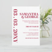 Elegant Bold Magenta retro Modern Wedding Kaart (Staand voorkant)