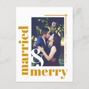 Elegant Bold Married en Merry Photo Kerstmis Briefkaart
