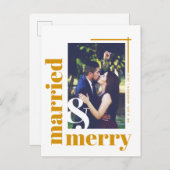 Elegant Bold Married en Merry Photo Kerstmis Briefkaart (Voorkant / Achterkant)