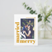 Elegant Bold Married en Merry Photo Kerstmis Briefkaart (Staand voorkant)