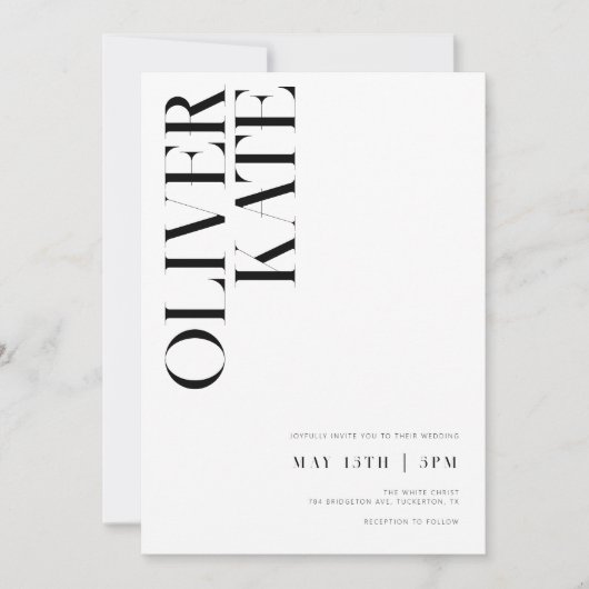 Elegant Bold Modern Typography Wedding Kaart (Voorkant)