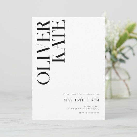 Elegant Bold Modern Typography Wedding Kaart (Staand voorkant)