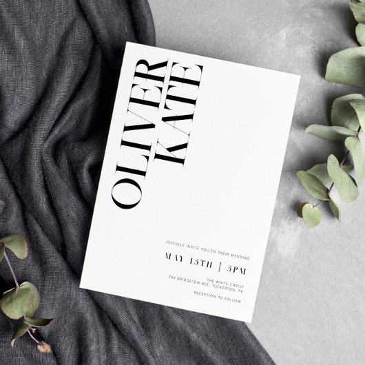 Elegant Bold Modern Typography Wedding Kaart