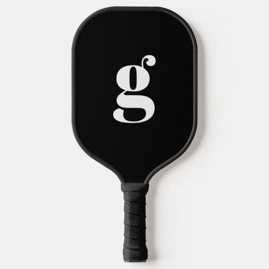 Elegant Bold Monogrammed Initiaal Jet Black Pickleball Paddle (Voorkant)
