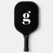 Elegant Bold Monogrammed Initiaal Jet Black Pickleball Paddle (Achterkant)