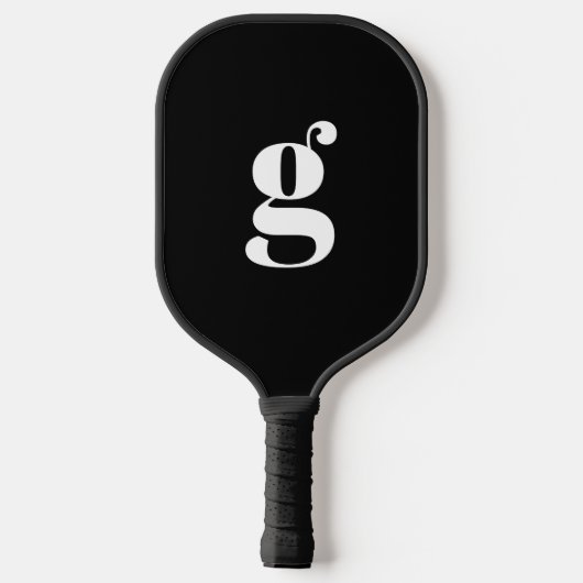 Elegant Bold Monogrammed Initiaal Jet Black Pickleball Paddle (Achterkant)