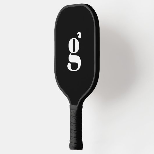 Elegant Bold Monogrammed Initiaal Jet Black Pickleball Paddle (Links)
