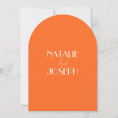 Elegant Bold Orange Stylish Retro Arched Wedding  Kaart (Achterkant)