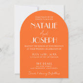 Elegant Bold Orange Stylish Retro Arched Wedding  Kaart (Voorkant)