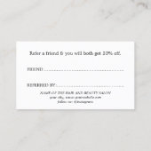 Elegant Bold Pastel Black Salon Aanbevelingskaartje (Achterkant)