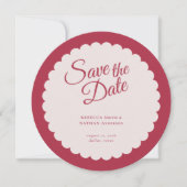Elegant Bold Pink Script Scallop Weduwfoto Save The Date (Voorkant)