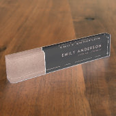 ELEGANT BOLD ROOS GOLD BLUSH COPPER BLACK STRIPS NAAMBORDJE (Zijkant)