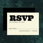 Elegant Bold RSVP Typografie Zwart Ecru Bruiloft