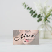 Elegant Bold Script Blush Pink Photo Makeup Visitekaartje (Staand voorkant)