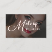 Elegant Bold Script Blush Pink Photo Makeup Visitekaartje (Voorkant)