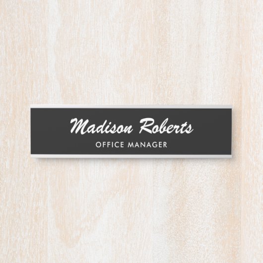 Elegant bold script zwart wit deurbordje (Voorkant)