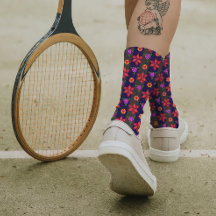 Elegant Bold Striped Floral Pattern Chic Navy Red