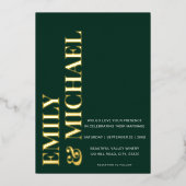 Elegant Bold Typography Emerald Minimal Wedding Folie Uitnodiging (Voorkant)