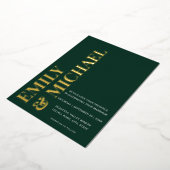 Elegant Bold Typography Emerald Minimal Wedding Folie Uitnodiging (Gedraaid)