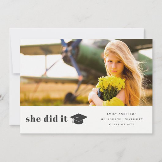 Elegant Bold Typography Gradup Cap Foto Aankondiging (Voorkant)