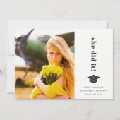 Elegant Bold Typography Gradup Cap Foto Aankondiging (Voorkant)