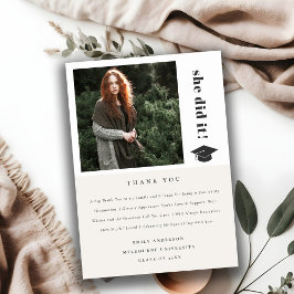 Elegant Bold Typography Gradup Cap Foto Bedankkaart