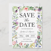 Elegant Bold Wildflower Sage Green Wedding Save The Date (Voorkant)