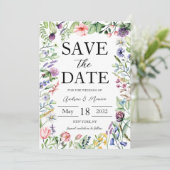 Elegant Bold Wildflower Sage Green Wedding Save The Date (Staand voorkant)