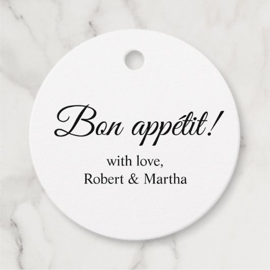 Elegant Bon Appetit Custom gepersonaliseerd Bedankjes Labels (Voorkant)
