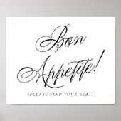 Elegant Bon Appetite Black Calligrafie | Zitplaats Poster (Voorkant)