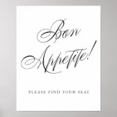 Elegant Bon Appetite vindt uw stoel | Zwart Poster (Voorkant)