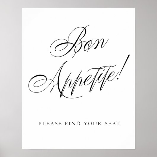 Elegant Bon Appetite vindt uw stoel | Zwart Poster (Voorkant)