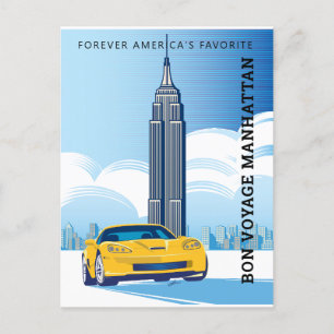 Elegant BON VOYAGE MANHATTAN-ontwerp Briefkaart