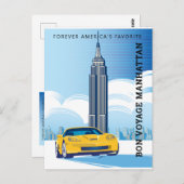Elegant BON VOYAGE MANHATTAN-ontwerp Briefkaart (Voorkant / Achterkant)