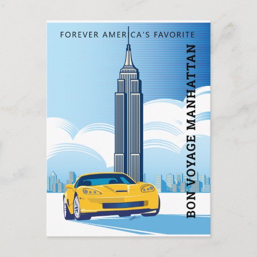Elegant BON VOYAGE MANHATTAN-ontwerp Briefkaart (Voorkant)
