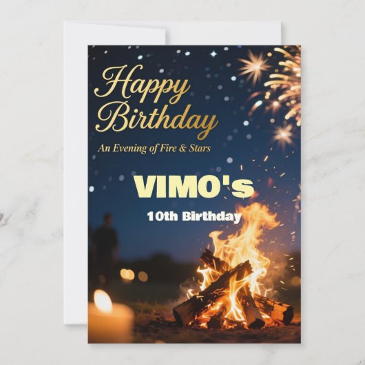 Elegant Bonfire Night Birthday Invitation (Voorkant)