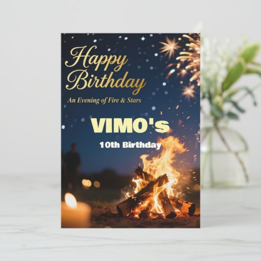 Elegant Bonfire Night Birthday Invitation (Staand voorkant)