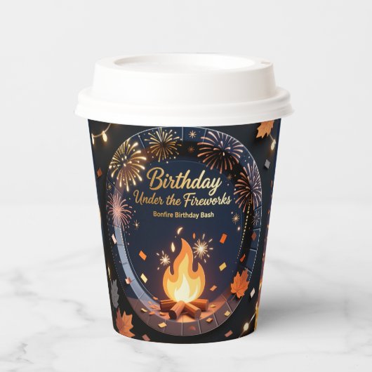 Elegant Bonfire Night Birthday Party Paper Cups Papieren Bekers (Voorkant)